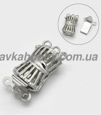 160010 застібка, на 3 петлі, ср та зол 19x11x5.5 мм, отв 1 мм