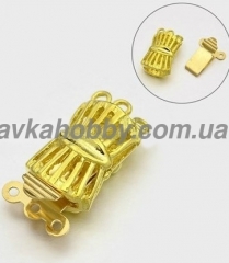 160010 застібка, на 3 петлі, ср та зол 19x11x5.5 мм, отв 1 мм